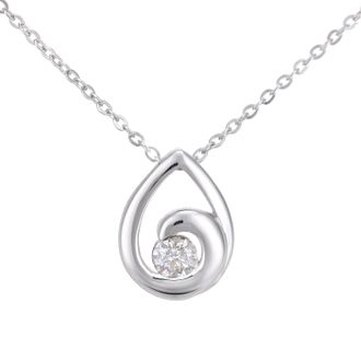 Diamant L'&eacute;ternel Womens 9ct White Gold Diamond Twist Teardrop Design Pendant Necklace of Length 46cm - One Size