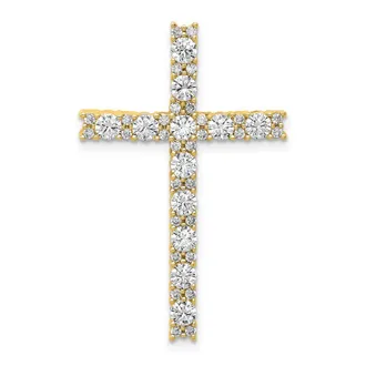 Diamond2Deal 10K Yellow Gold Lab Grown Diamond Latin Cross Pendant (1ct, VS, G-H)
