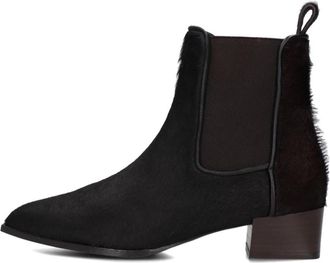 Notre-V Bruine enkellaarsjes met ponyhair buitenkant - Dames - Laarzen met Hak - Bruin - 40 EU - Wol - Schoenen