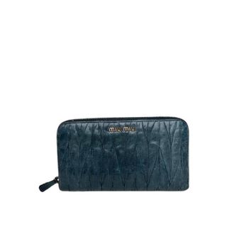 Miu Miu Pre-owned Matelass&eacute; Zip Wallet - Dames - Vintage Accessoires - Blauw - ONE Size - Leer - Vintage