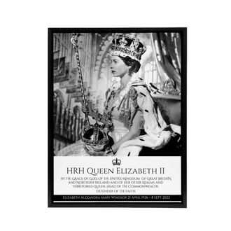 Artery8 HRH Queen Elizabeth II Coronation Framed Canvas Wall Art Print in Grey | Size: W24 x H32