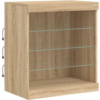 vidaXL Aparador con luces led roble Sonoma 60,5x37x67 cm Vidaxl