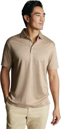 CHARLES TYRWHITT Short Sleeve Linen Polo in Oatmeal at Nordstrom, Size Xx-Large