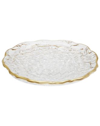 Alice Pazkus 11In Clear Salad Bowl With Gold Rim