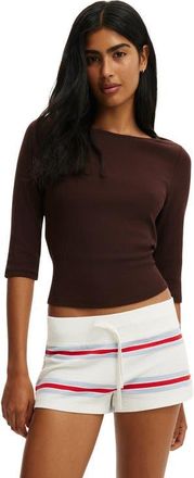 Cotton On Womens Micro Sweatshort in Cream Red Blue Multi Stripe at Nordstrom, Size Xx-Small