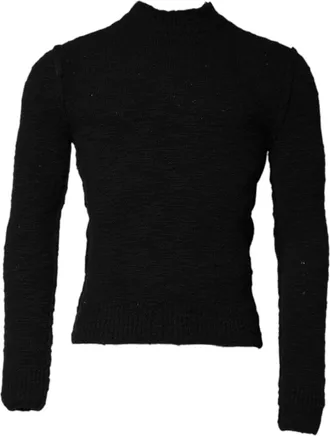 Dolce & Gabbana Mens Wool-Nylon Crew Neck Knit Sweater Black Virgin