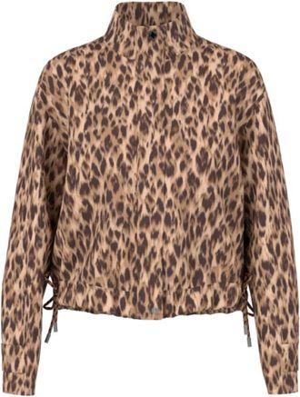 Marc Cain Korte Scuba Jersey Jas met Luipaardprint - Dames - Zomerjassen - Bruin - M - Polyester - Jassen