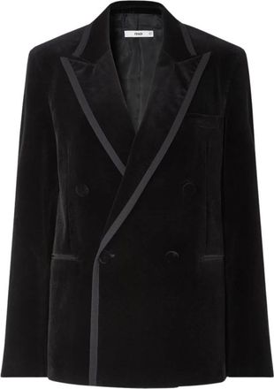 Fendi Fluwelen Blazer - Dames - Blazers - Zwart - 2XS - Katoen - Jassen