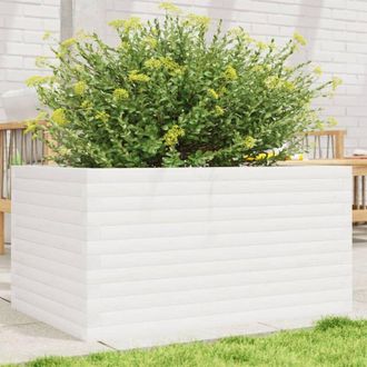 vidaXL Jardinera De Madera Maciza De Pino Blanco 90x60x46 Cm Vidaxl