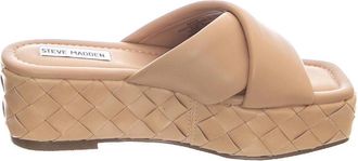 Steve Madden Cross-Strap leren sandaal - Dames - Sleehakken - Roze - 38 1/2 EU - Leer - Schoenen