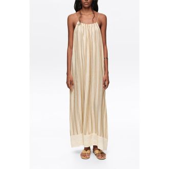 Bimba & Lola Striped Linen Midi Dress in Sand at Nordstrom, Size Xx-Small Eu