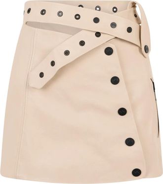 The Mannei Leather Skirts, female, Beige, Size: 3XS Short leather skirt