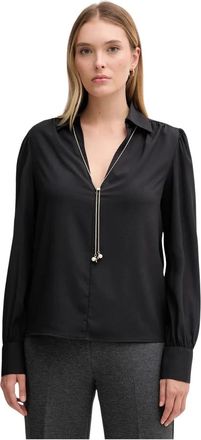 Gaud&igrave; V-hals Blouse - Dames - Blouses - Zwart - XS - Leer - Overhemden