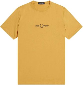 Fred Perry Geborduurd Logo Mosterd T-shirt - Heren - T-shirts - Geel - M - Tops