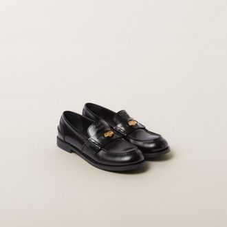Miu Miu Brushed leather penny loafers