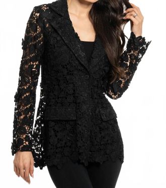 ADORE Velvet Floral Mesh Lace Blazer In Black