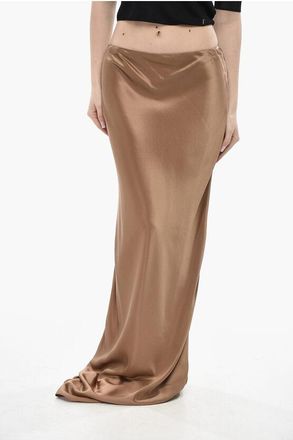 Saint Laurent Silk Satin Skirt with Side Zip size 42