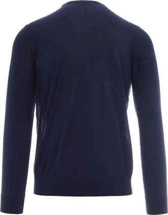 Ballantyne Mens Sweater R-Neck Navy Silk Cashmere Jumpers