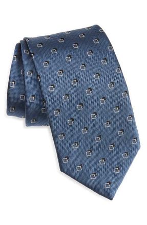 Brioni Geometric Herringbone Silk Tie in Royal/Off White at Nordstrom