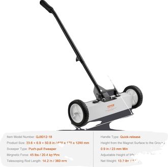 OEM Barredora Magn&eacute;tica, Alta Capacidad De Carga, Dise&ntilde;o F&aacute;cil De Usar, 23,6 Pulgadas, 45 Libras M&aacute;x
