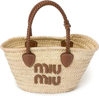Miu Miu Woven Straw Tote Bag