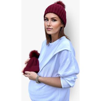 Accouch&eacute;e Mom n Me Beanie Set in Burgundy at Nordstrom