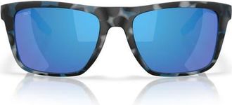 Costa Mainsail 55mm Mirrored Polarized Rectangular Sunglasses in Deep Water Camo /Blue at Nordstrom