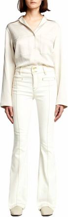 Frame Denim Le High Flare Welt Pocket Jeans In Ecru
