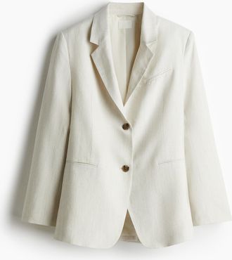 H&M Blazer aus Leinenmix - Hellgrau