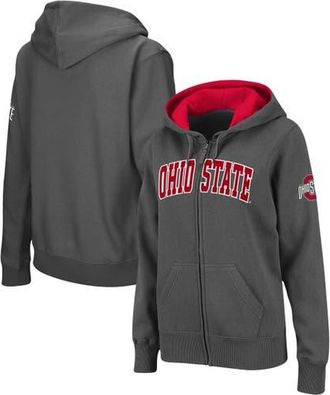 Colosseum Womens Charcoal Ohio State Buckeyes Arched Name Full-Zip Hoodie at Nordstrom, Size Small
