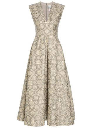 Huishan Zhang Huishan Zhang Kyle Floral-jacquard Cotton-blend Maxi Dress - Grey - 12 (UK12 / M)
