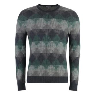 Malo Cashmere Knitwear, male, Multicolor, Size: 3XL Diamond Pattern Cashmere Sweater