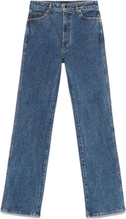 Khaite Indigo Blauwe Denim Jeans met Knoopsluiting - Dames - Regular Fit Jeans - Blauw - W31 - Denim - Jeans