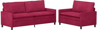 vidaXL Juego De Sof&aacute; 2 Uds. Rojo Vino Terciopelo Vidaxl