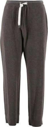 Brunello Cucinelli Ribbed Knit Wool Trousers Brown
