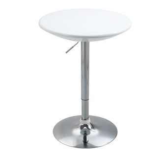 HOMCOM Modern Round Bar Table Adjustable Height Home Pub Bistro Desk Swivel Painted Top with Silver Steel Leg and Base - White 61 cm Indoor Counter - Home Li