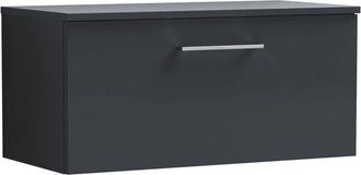 Nuie Nuie Arno Wall Hung 1-Drawer Vanity Unit with Worktop 800mm Wide - Satin Anthracite