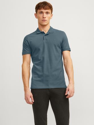Jack & Jones Poloshirt JACK & JONES JJEBASIC POLO SS NOOS, Herren, Gr. S, grau (stormy weather), Jersey, Obermaterial: 100% Baumwolle, unifarben, slim fit taillenb