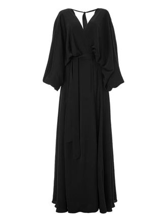 Lita Vallee wrap-effect maxi dress - women - Silk - 38 - Black