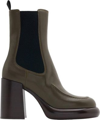 Burberry Womens Leather Wedge Chelsea Boots, Brand Size 38 ( US Size 8 )