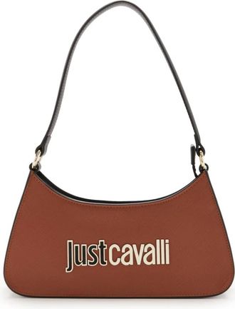 Just Cavalli Tassen, Dames, Bruin, ONE Size, Zwarte Metalen Schoudertas