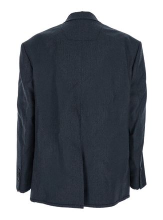 Juun.J Mens Grey Double-Breasted Wool Jacket Blazers