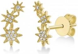 Allurez Diamond Triple Starburst Stud Earrings 14k Yellow Gold (0.06ct)