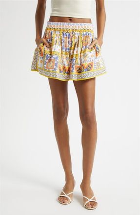 Ramy Brook Angelina Tile Print Shorts in White Piazza at Nordstrom, Size Xx-Large