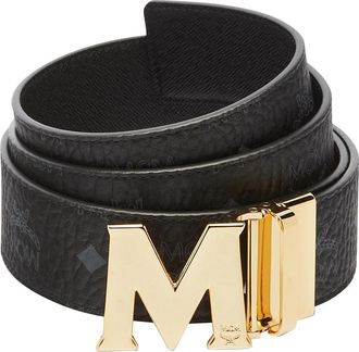 MCM Claus M omkeerbare riem 4-5 cm in Visetos - unisex - Riemen - Zwart - ONE Size - Accessoires