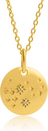 MAX + STONE Vermeil Aquarius Zodiac Pendant Necklace with White Sapphire Accents