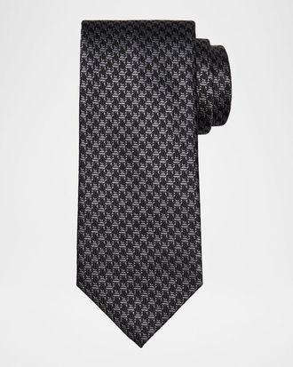 Brioni Mens Bicolor Silk Houndstooth Tie