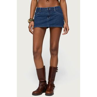 Edikted Camelia Low Rise Denim Miniskort in Blue-And-White at Nordstrom, Size X-Small