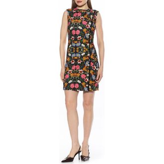 Alexia Admor Stripe Detail Sleeveless Shift Dress in Black Multi at Nordstrom Rack, Size X-Small