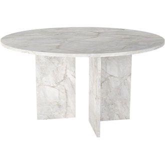 Vente-Unique Tavolo da pranzo rotondo 6 persone Effetto marmo bianco - TOPANIA